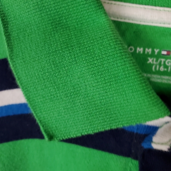 2/$25 Tommy Hilfiger Polo Shirt Green Stripe XL - Picture 6 of 12